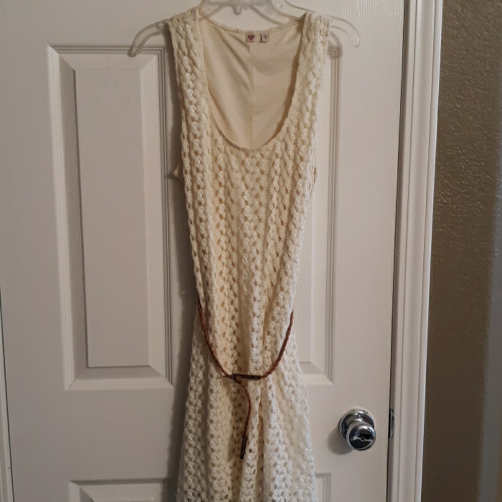 Cream Dress with Knit overlay